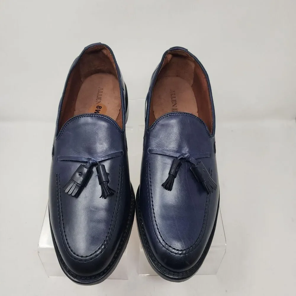 Allen Edmonds Grayson Shoes Mens Size 8 Blue Tassel Loafers Leather Dress Formal